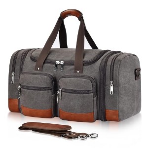 Canvas Duffle Bag For Travel, 50L Expandable Carry on Overnight Travel - 1 of 4