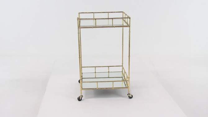 Contemporary Square Bar Cart with 2 Mirrored Trays Gold - Olivia &#38; May, 2 of 5, play video