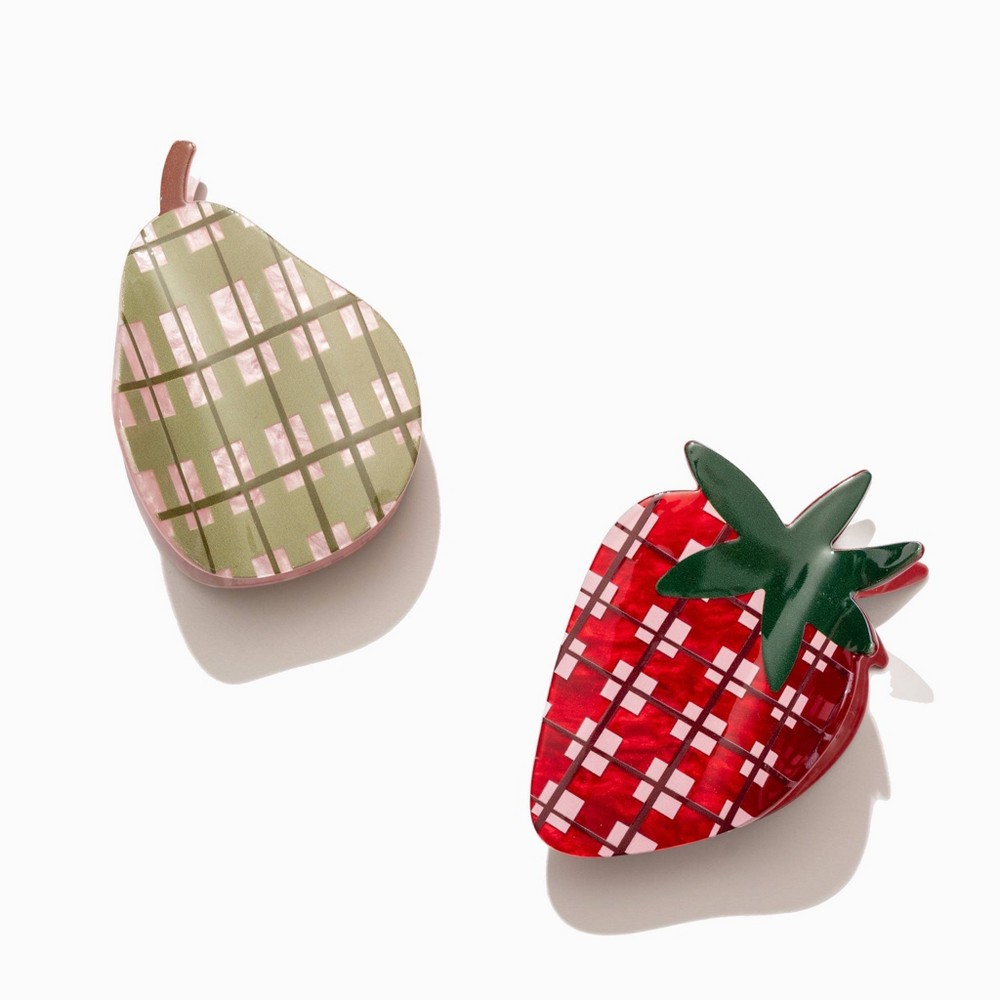 Frasier Sterling Fruit Hair Clip Set 2pc - Green/Red