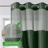 No Hook Shower Curtain with Snap Liner, Striped Textured, Waterproof, Style, Dark Green, 71Wx74H - 4 of 4