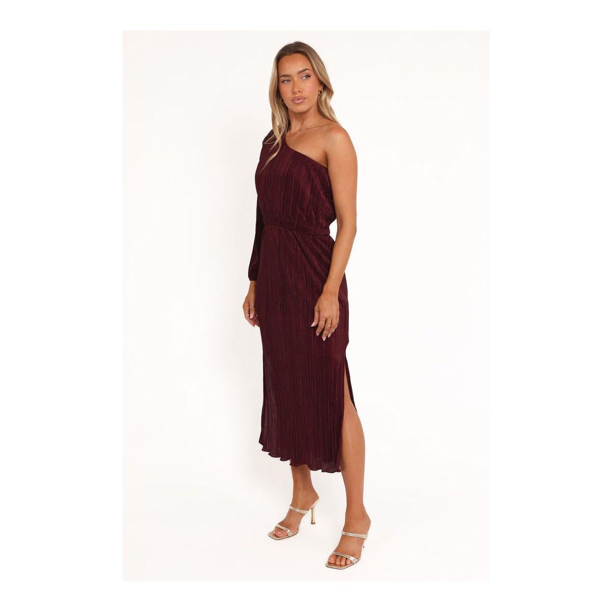 Pontee One Shoulder Pleated Midi Dress - thumbnail 9
