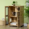 LAOTIES 48" Luxury Indoor Cat House with Wheels,Wooden Catio with Scratching Posts,Flap Door And Shelves - 2 of 4