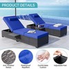 Outdoor PE Wicker Chaise Lounge Chairs Set of 2 Patio Brown Rattan Reclining Chair Adjustable Backrest Pool Sunbathing Recliners with Cushion Cover - 3 of 4