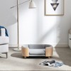 Lirago 26.38" W x 16.14" D x 9.84" H Elevated Dog Bed Pet Sofa Solid Wood Legs Velvet Cushion with Removable Bolster Washable Small Size Light Gray - 4 of 4