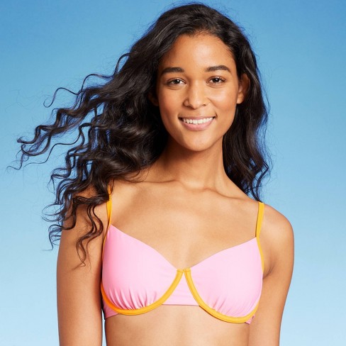 Women's Colorblock Underwire Bikini Top - Wild Fable™ Light Pink/orange Xxs  : Target
