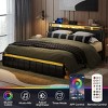 Bestier Bed Frame with Hidden Storage Headboard and Dual LED Light,Black PU Leather Bed with 2 Drawers, 2 Tier Shelves with Charging Station - 2 of 4