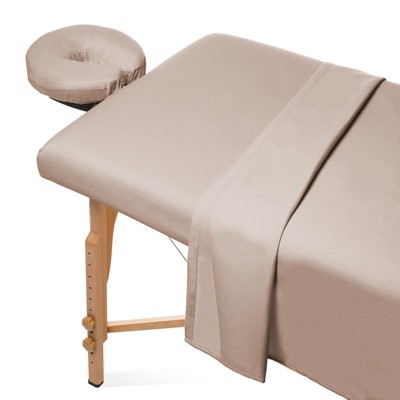 Saloniture 3-Piece Flannel Massage Table Sheet Set - Soft Cotton Flat and Fitted Sheets with Face Cradle Cover