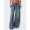 Mocamel Women's High Waist Wide Leg Fashion Printed Denim Jeans In Vintage Inspired Blue Wash - 3 of 4
