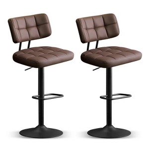 Furniliving Modern Swivel Bar Stools Set of 2, Faux Leather Upholstered, Height-Adjustable for Kitchen Island, Dining Space - 1 of 4