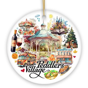 Peddler’s Village Artistic Ornament with Rustic Pennsylvania Scenery, Vintage Ceramic Christmas Souvenir| OrnamentallyYou - 1 of 4