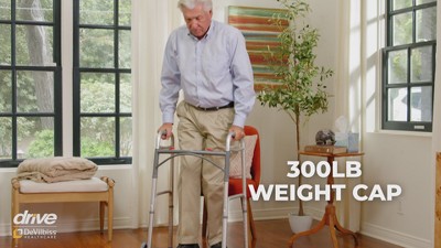Gray and White Adjustable Folding Walker with 5" Wheels