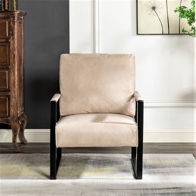 VYNXARIA Classic Mid Century Modern Accent Chair with Durable Metal Frame in Light Camel