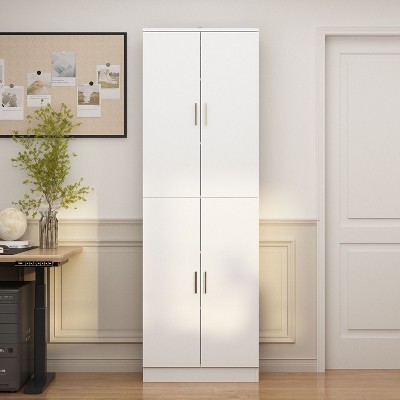 Famapy White 6-Shelf Multi-Space Storage Cabinet Tall Shelf Adjustable Compartments