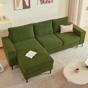 XIZZI Upholstered Sectional Sofa with Comfy Chaise Large Deep Seat, Minimalist Modular Couches Sleeper for Living Room Bedroom Apartment Lounge - 1 of 4