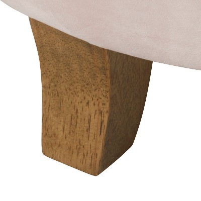 Blush Pink Velvet Tufted Round Ottoman with Storage