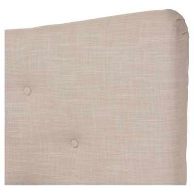 Hannah Beige Queen Linen Upholstered Platform Bed with Tufted Headboard
