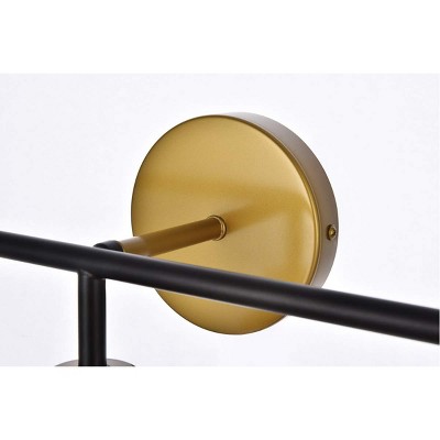 Hanson 3-Light Black and Brass Wall Sconce with Frosted Shade