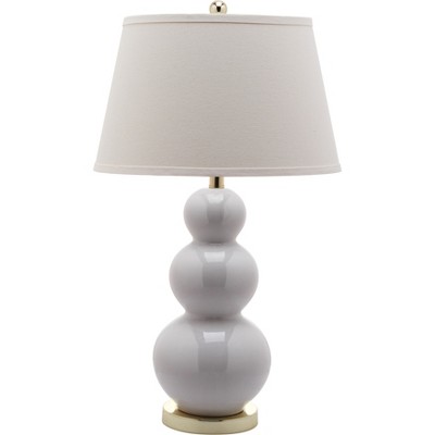 28" Pamela Triple Gourd Ceramic Lamp White (Includes CFL Light Bulb) - Safavieh