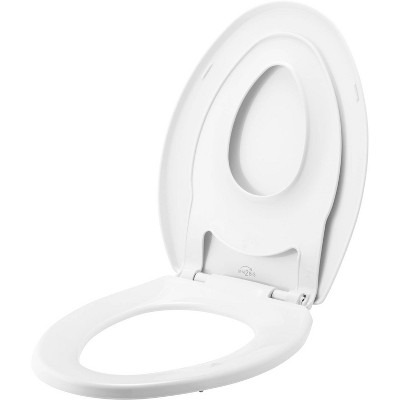 Mayfair by Bemis Little2Big Never Loosens Elongated Plastic Children's Potty Training Toilet Seat with Slow Close Hinge - White