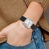 Black Bow Jewelry Charles Hubert Ladies IP 2-tone Square Black Leather Band Watch - 2 of 3
