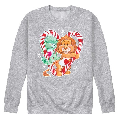 Men's - Care Bears - Christmas Candy Cane Heart Graphic Fleece Sweatshirt
