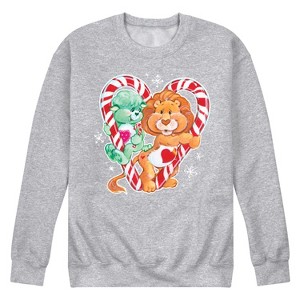 Men's - Care Bears - Christmas Candy Cane Heart Graphic Fleece Sweatshirt - 1 of 4
