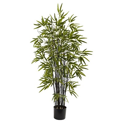 Nearly Natural 4' Black Bamboo Tree