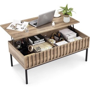 Lift-Top Coffee Table with Hidden Storage, Modern Farmhouse Rustic Wood Center Table with Lift Mechanism for Living Room, Office & Small Spaces - 1 of 4