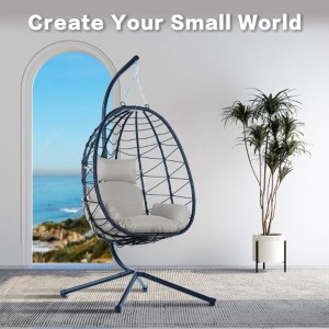 Egg Chair with Stand Indoor Outdoor Swing Chair Patio Wicker Hanging Egg Chair Hanging Basket Chair Hammock Chair - 1 of 4