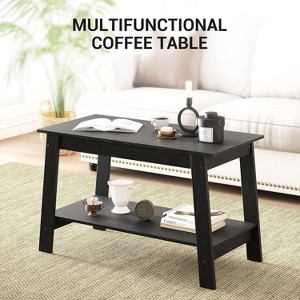 31.5 Inch Coffee Table with 2-Tier Storage – Modern Industrial Farmhouse Coffee Table for Living Room, Compact Durable MDF & Particle Board Black - 1 of 4