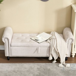 CAVINAS Modern Rectangular Upholstered Ottoman Bench with Storage,Button Tufted Storage Ottoman for Living Room - 1 of 4