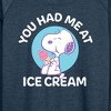 Women's - Peanuts - You Had Me At Ice Cream Lightweight French Terry Wide Neck Long Sleeve Shirt - 2 of 4