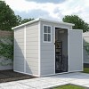 Durable Resin Outdoor Storage Shed with Lockable Doors, Sloped Roof, Floor, Window & Vents, UV Resistant - Coolbibila - 2 of 4