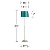 360 Lighting Abba Modern 65" Tall Standing Floor Lamp Skinny Pole Twin Pull Chain Silver Metal Brushed Steel Finish Living Room Drum Soft Teal Shade - 4 of 4