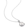 EVERLY JEWELRY | Sterling Silver 9-9.5mm White Cultured Freshwater Pearl and Diamond Pendant with Chain, 18" - 2 of 4