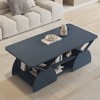 Racxily Rounded Corner Rectangular Coffee Table for Living Room, Storage Table with Shelves for Reception Room, Modern Coffee Table Geometric Design - 4 of 4