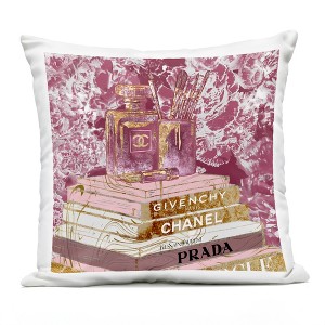 Stupell Industries Glam Designer Books Fashion Accessory Glitz Pink Gold Printed Decorative Throw Pillow Outdoor Decorative Throw Pillow, 18 x 18 - 1 of 3