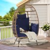 TiramisuBest Oversized Wicker Egg Chair with Cushion & Pillow, 600lbs ¨C Indoor/Outdoor for Porch/Backyard/Balcony (Dark Blue) - 2 of 4