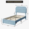 Kids Bed Frame,Twin Kids Bed Frame with Bookcase Headboard, Velvet Upholstered Platform Bed Frame with Under-Bed Drawer - 3 of 4