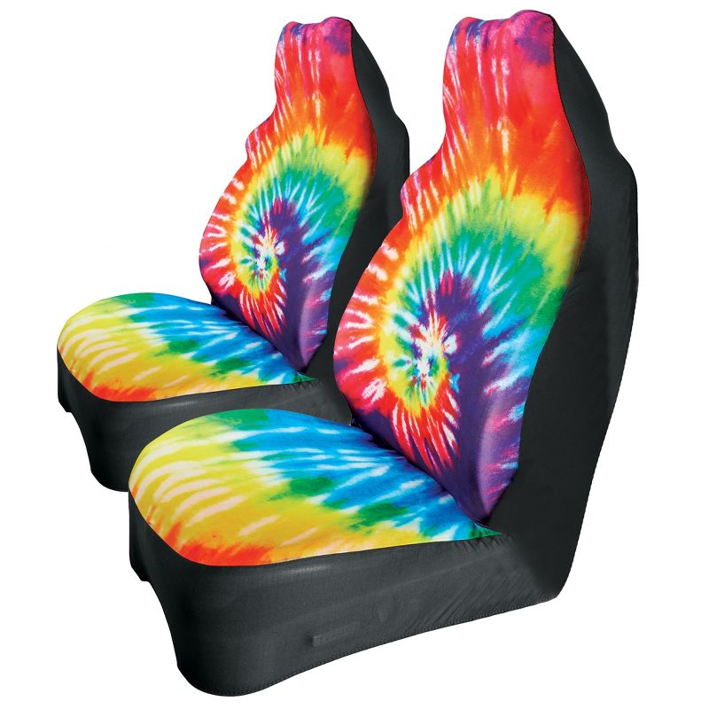Collections Etc Psychedelic Tie-Dye Automotive Car Seat Covers - Set of 2, 1 of 3
