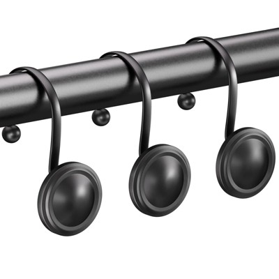 LunaLulinlk Set of 12, Shower Curtain Hooks, Shower Curtain Rings, Black Metal Shower Curtain Hooks Rust Proof, Decorative Shower Hooks