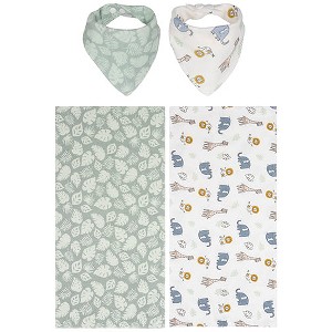 Trend Lab Flannel Bandana Bib & Burp Cloth Set - Tanzania 4pk - 1 of 4