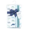 Hudson Baby Boys and Girls Cotton Poly Flannel Burp Cloths 8-Pack, Soft Teal Dino, One Size - 2 of 2