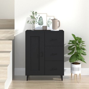 vidaXL Sideboard Black 27.4"x13.4"x35.4" Engineered Wood - 1 of 4