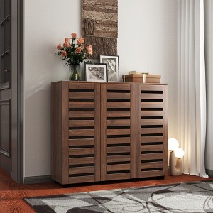 Shoe Cabinet, 4-Tier Shoe Storage Cabinet with Adjustable Shelves, Wooden Shoe Rack Organizer with Louvered Doors - 1 of 4