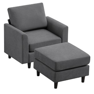 Hyleory Modern Comfort Accent Chair with Ottoman - Living Room Bedroom Leisure Preferred, Modern Simple Home Reading Corner Essentials - 1 of 4