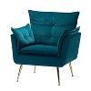 Jonat Contemporary Velvet Wooden Upholstered Armchair with Metal Legs for Bedroom and Living Room | ARTFUL LIVING DESIGN - 2 of 4