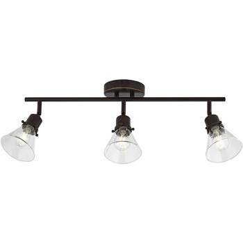 Pro Track Leila 3-Head Ceiling or Wall Track Light Fixture Kit Adjustable Brown Bronze Finish Clear Glass Farmhouse Rustic Kitchen 23 1/4" Wide