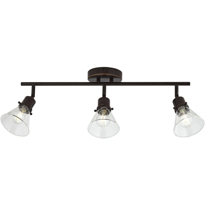 Pro Track Leila 3-Head Ceiling or Wall Track Light Fixture Kit Adjustable Brown Bronze Finish Clear Glass Farmhouse Rustic Kitchen 23 1/4" Wide, 1 of 10