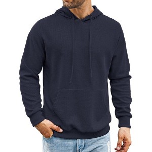 COOFANDY Men's Hooded Sweatshirts Long Sleeve Casual Pullover Hoodie Waffle Knit Sweatshirt with Pocket - 1 of 4